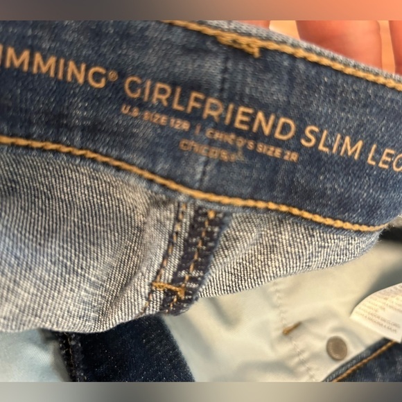 Chicos So Slimming Ankle Frayed-Hem Girlfriend Jeans Sz-12R (Chicos-2R) A15 - Picture 7 of 13